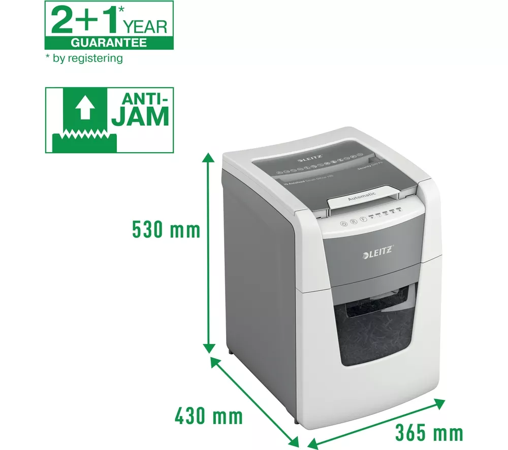 LEITZ IQ AutoFeed Small Office 100 P4 Cross Cut Paper Shredder