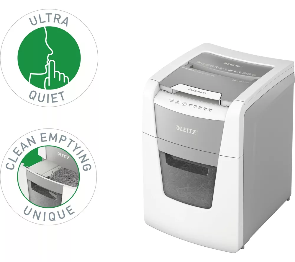LEITZ IQ AutoFeed Small Office 100 P4 Cross Cut Paper Shredder
