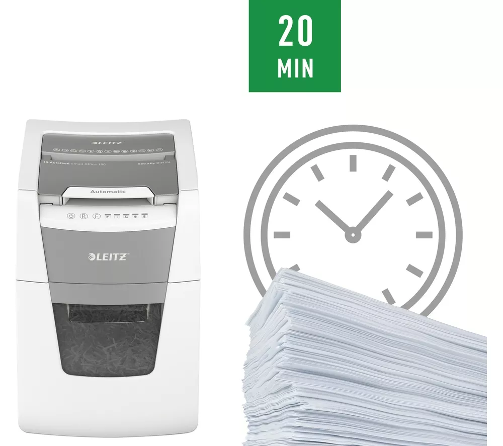 LEITZ IQ AutoFeed Small Office 100 P4 Cross Cut Paper Shredder
