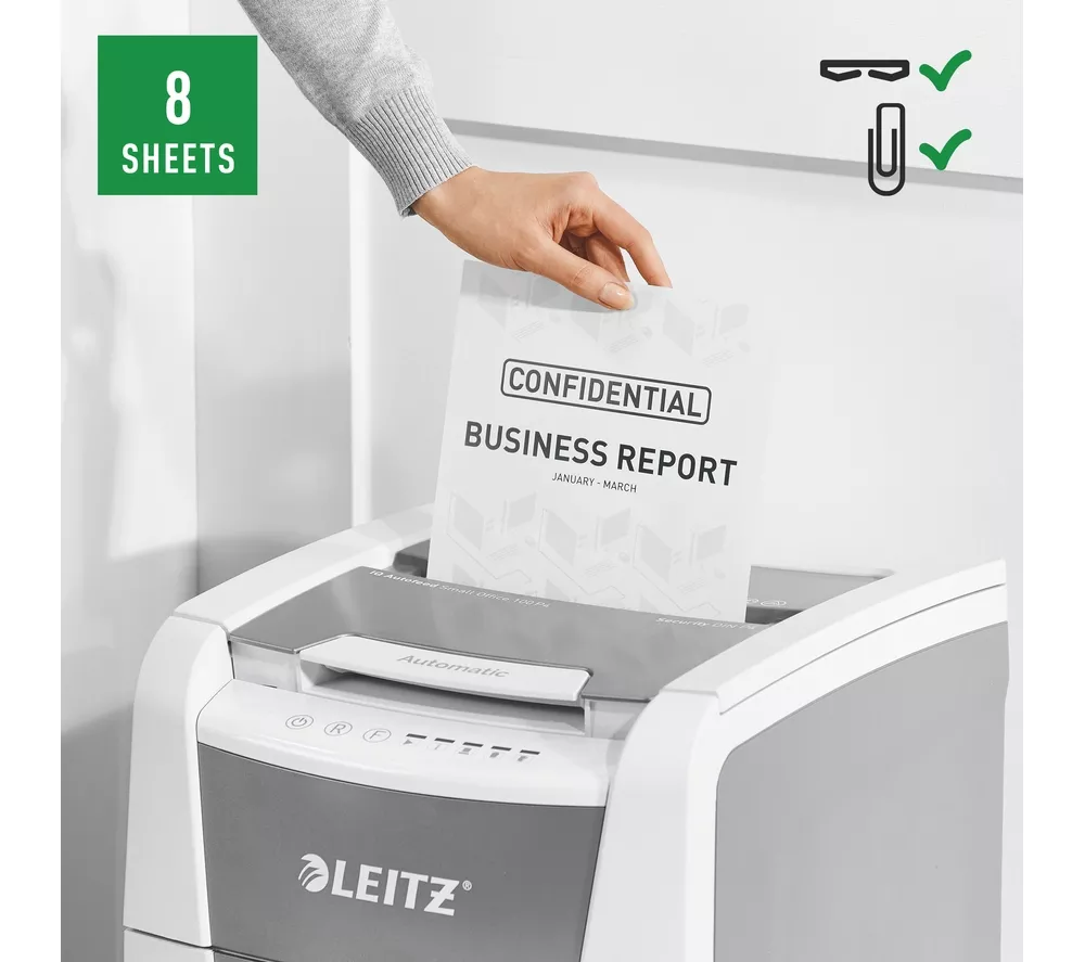 LEITZ IQ AutoFeed Small Office 100 P4 Cross Cut Paper Shredder