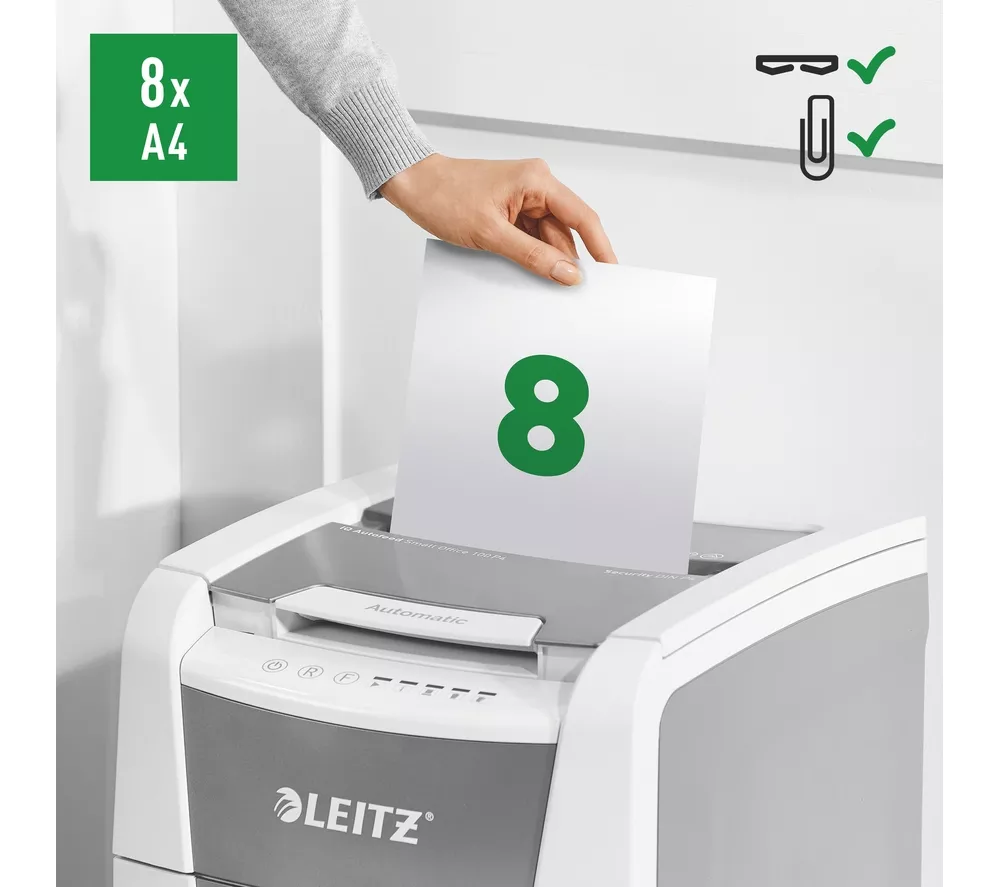 LEITZ IQ AutoFeed Small Office 100 P4 Cross Cut Paper Shredder