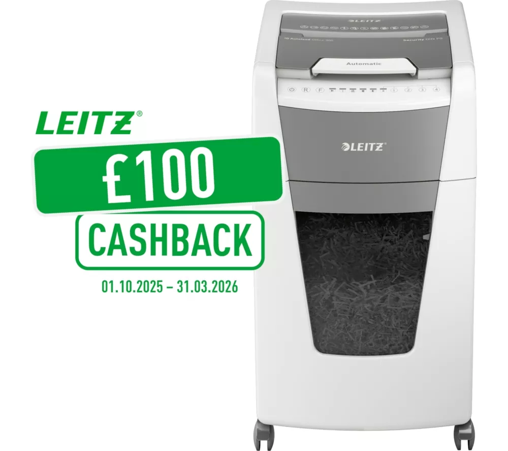 LEITZ IQ AutoFeed Office 300 P5 Micro Cut Paper Shredder