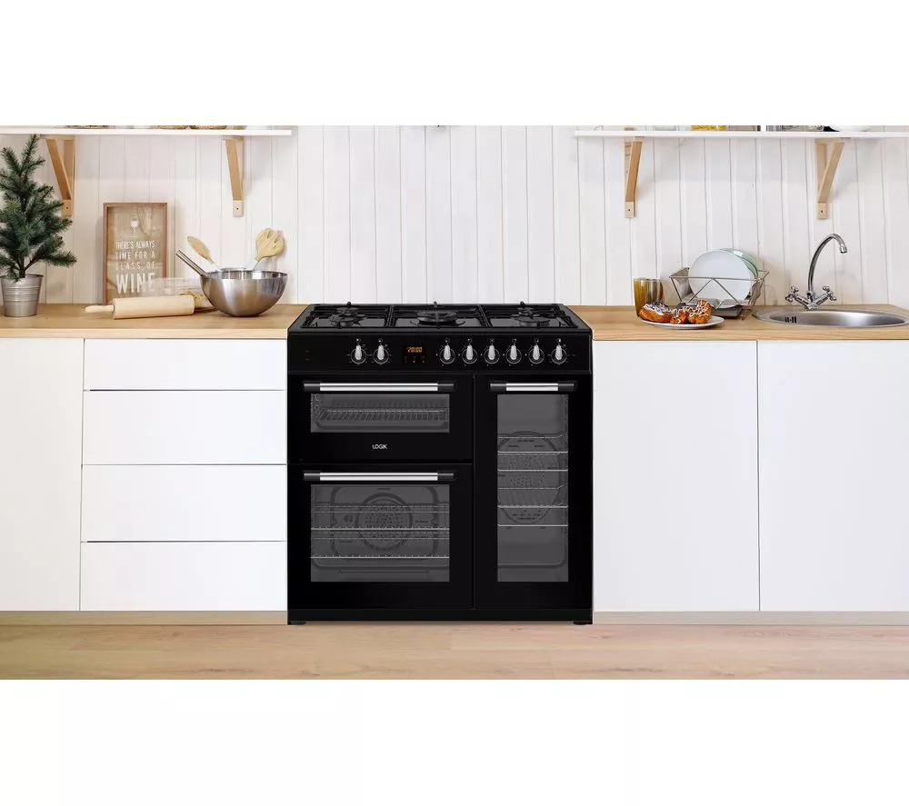 LOGIK LRC90B21 90 cm Dual Fuel Range Cooker - Black