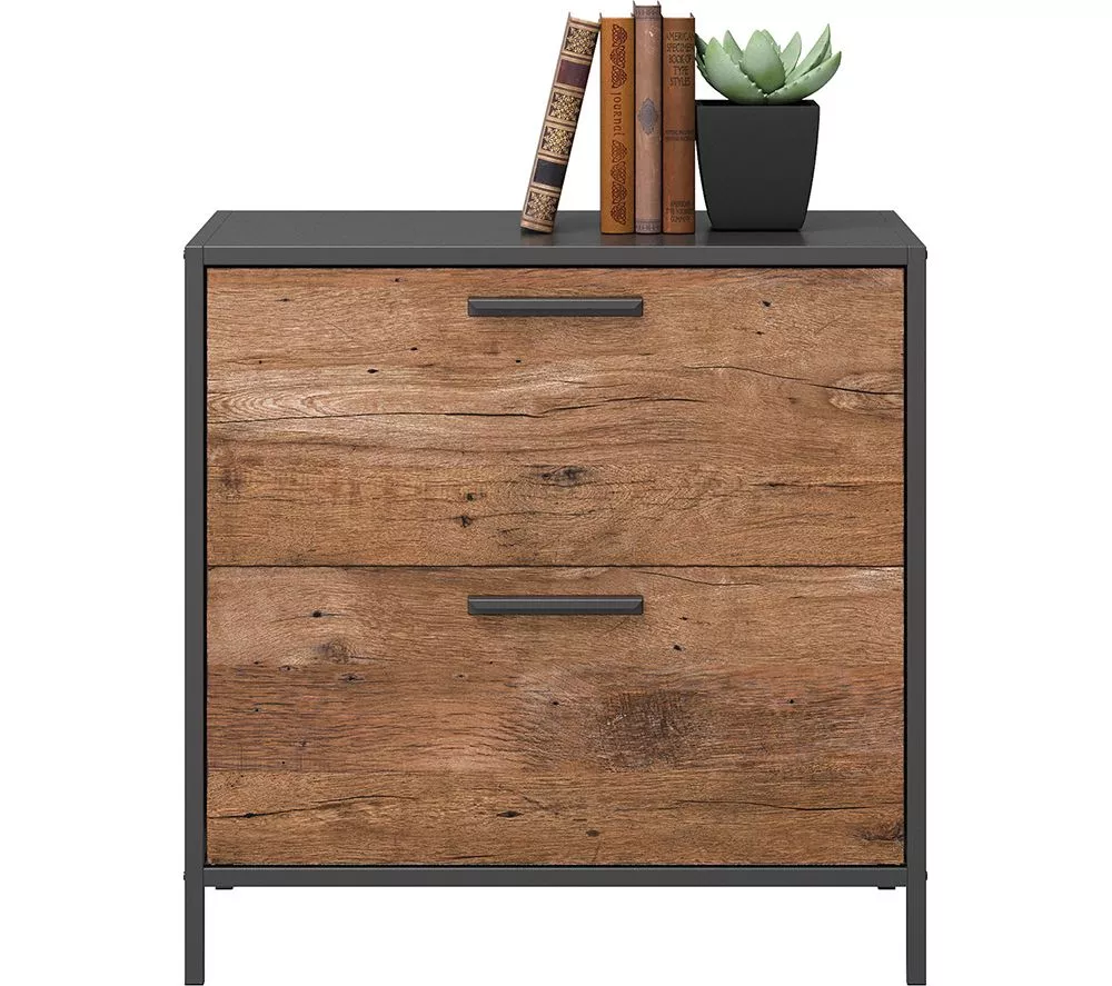 TEKNIK Boulevard Café 2 Drawer Filing Cabinet - Black & Oak