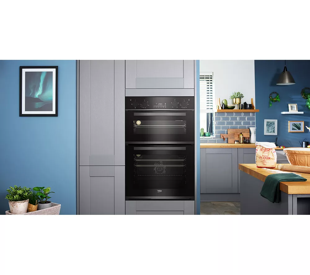 BEKO Pro RecycledNet BBXDF29300Z Electric Double Oven - Black Steel