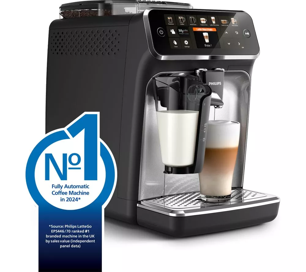 PHILIPS LatteGo EP5446 70 Bean to Cup Coffee Machine - Black