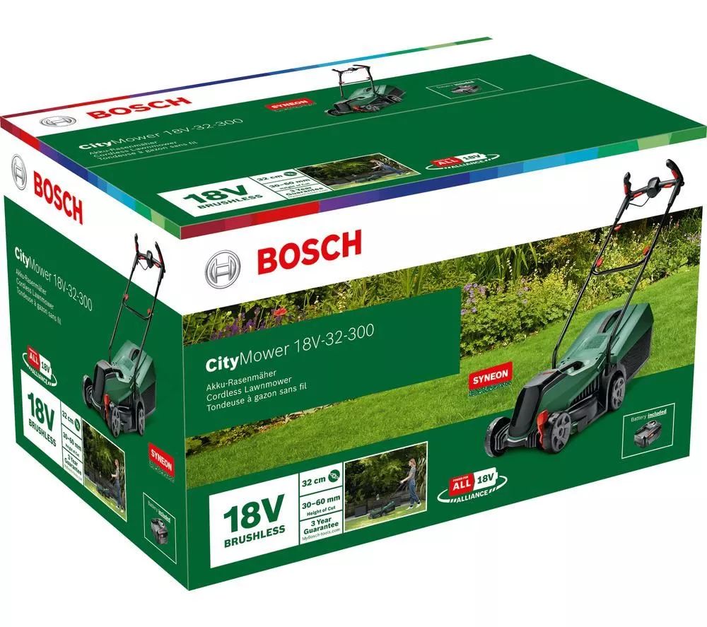 BOSCH CityMower 18 Cordless Rotary Lawn Mower - Green & Black