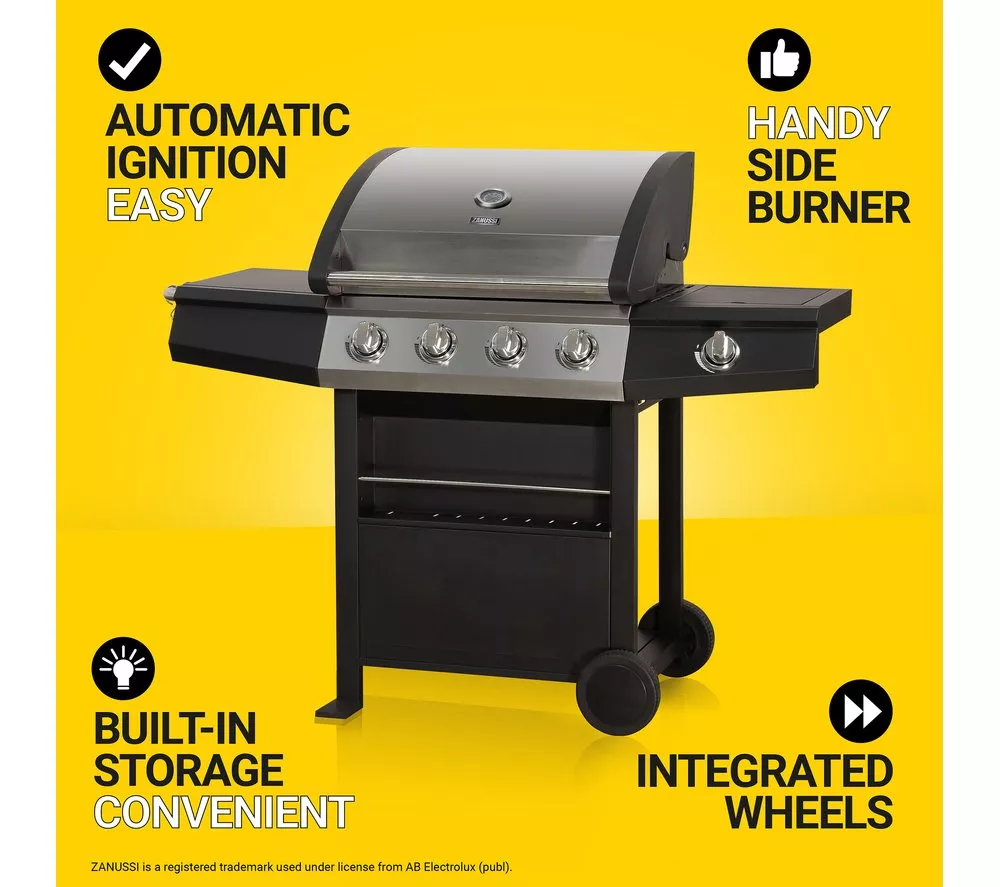 ZANUSSI ZGBBQ4B01-C 4 Burner Grill Gas BBQ - Black