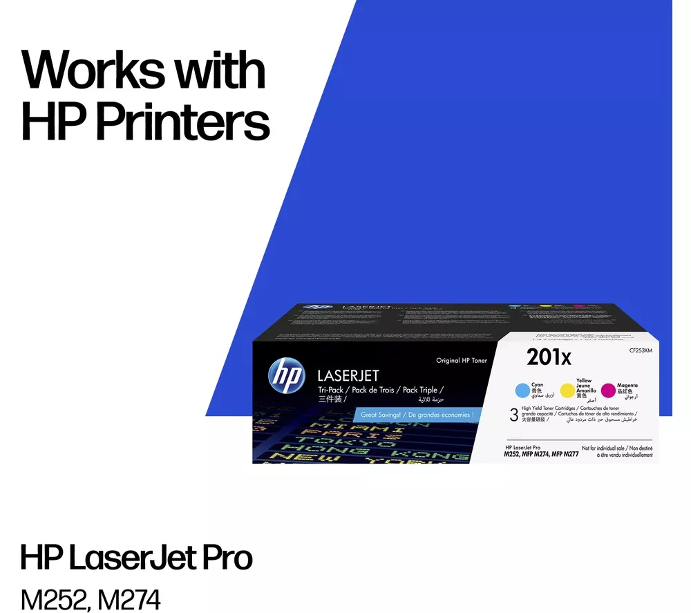 HP Original 201X Cyan Magenta & Yellow Toner Cartridges - Multipack