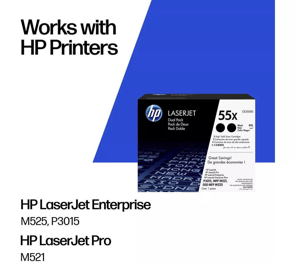 HP 55X Black Toner Cartridges - Twin Pack