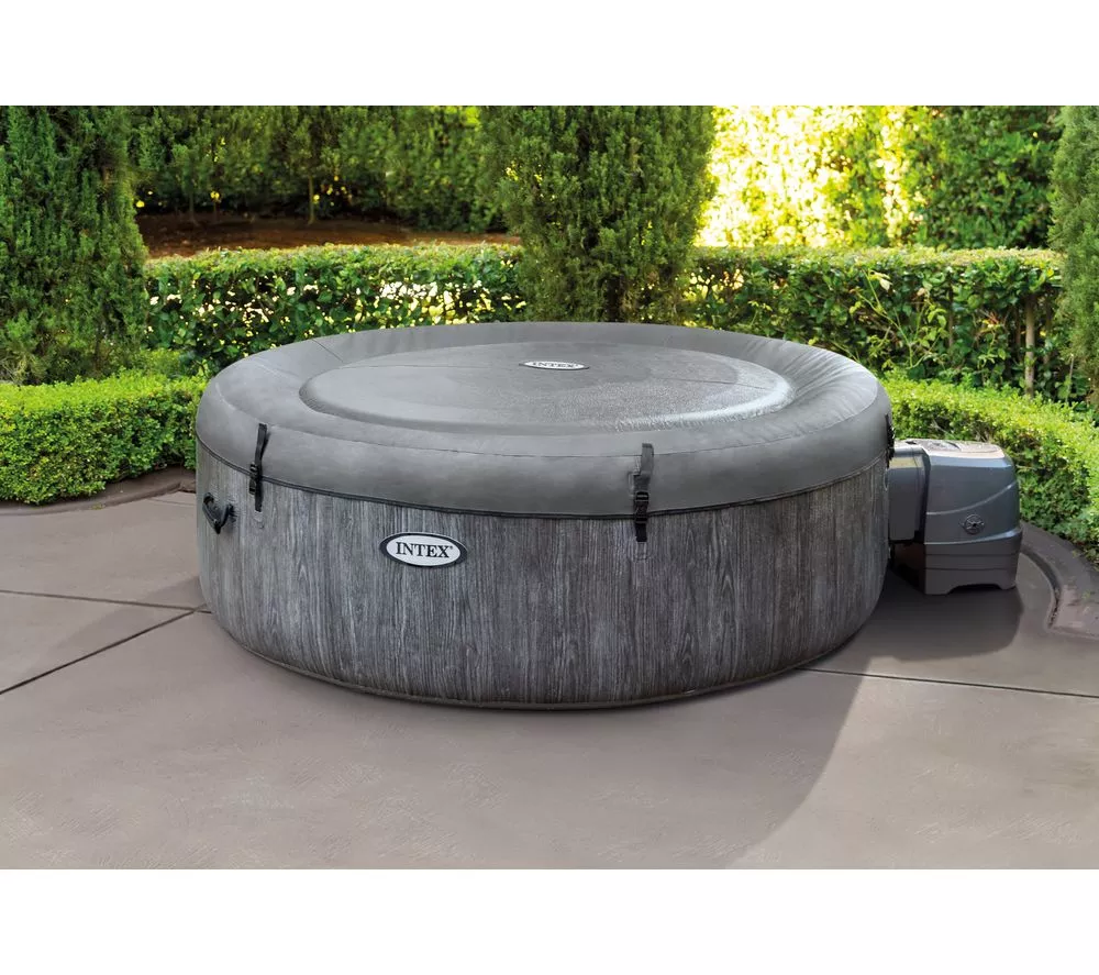 INTEX Pure Spa Greywood Deluxe Inflatable Hot Tub - 4 people Grey