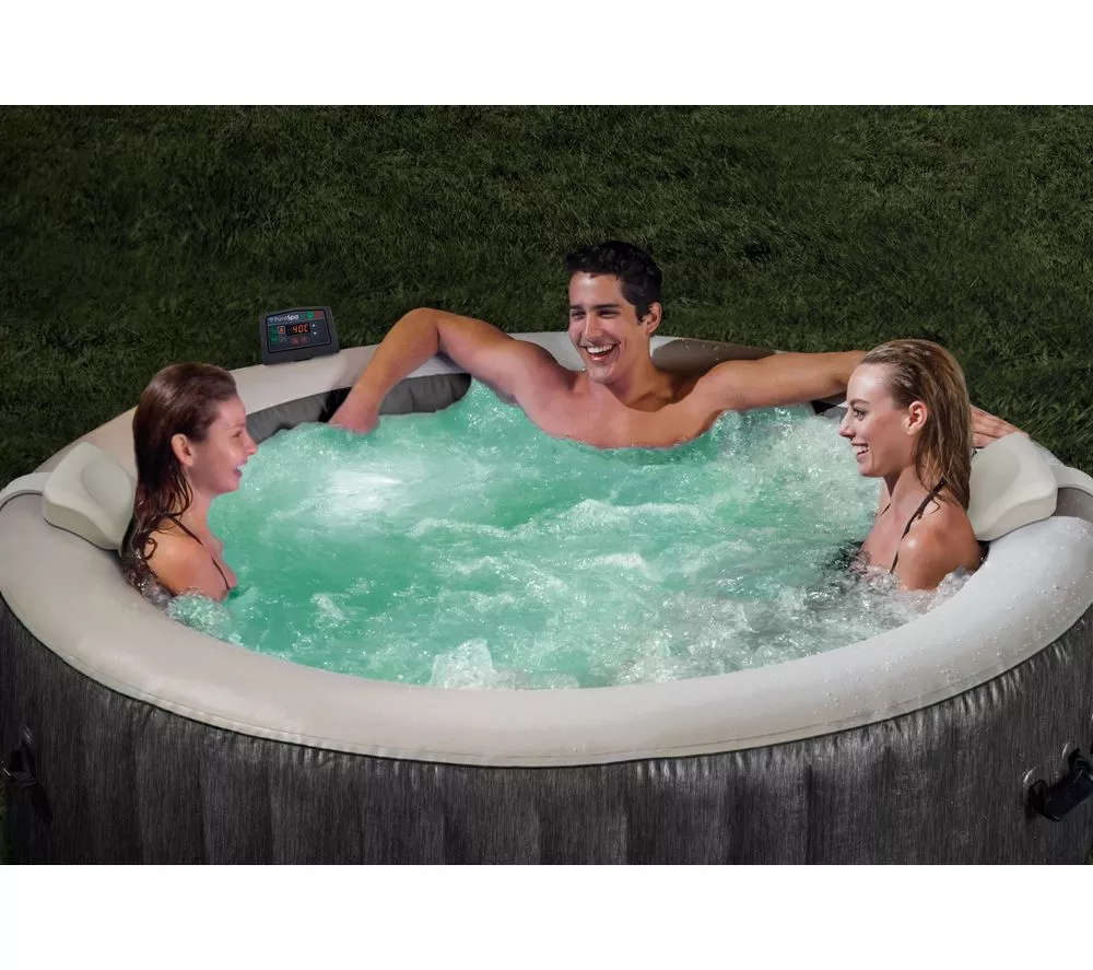 INTEX Pure Spa Greywood Deluxe Inflatable Hot Tub - 4 people Grey