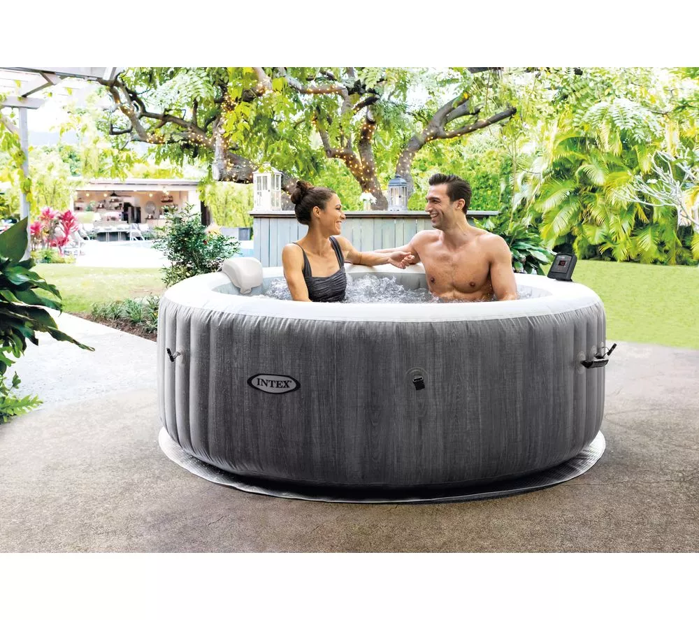 INTEX Pure Spa Greywood Deluxe Inflatable Hot Tub - 4 people Grey