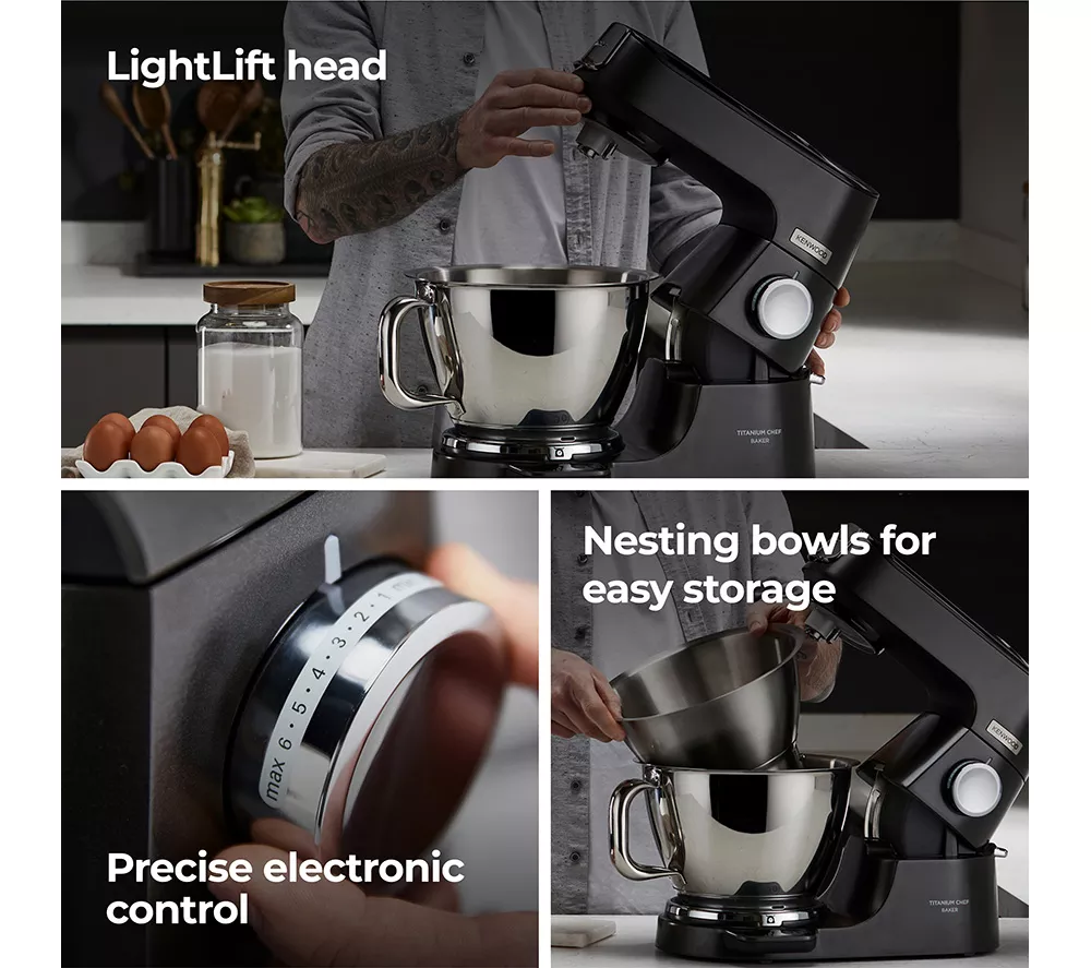 KENWOOD Titanium Chef Baker KVC85.004BK Stand Mixer - Black