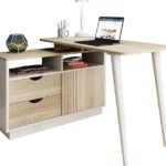 TEKNIK 7700006 Bridge Desk - White & Oak Effect
