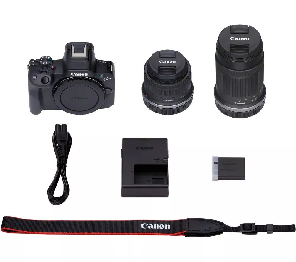 CANON EOS R50 Mirrorless Camera with RF-S 18-45 mm f 4.5-6.3 IS STM & 55-210 mm f 5-7.1 IS STM Lens
