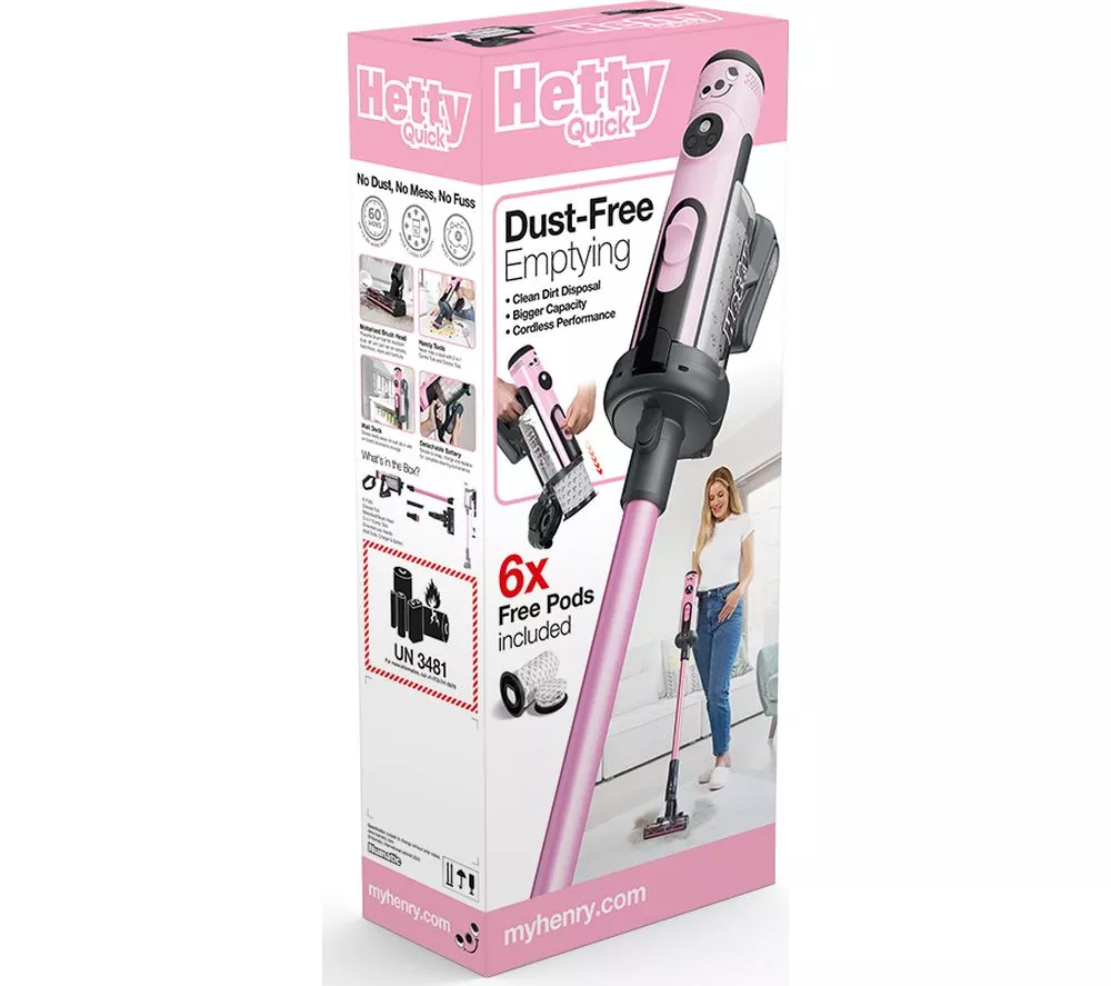 NUMATIC Hetty Quick HTY.100 Cordless Vacuum Cleaner - Pink
