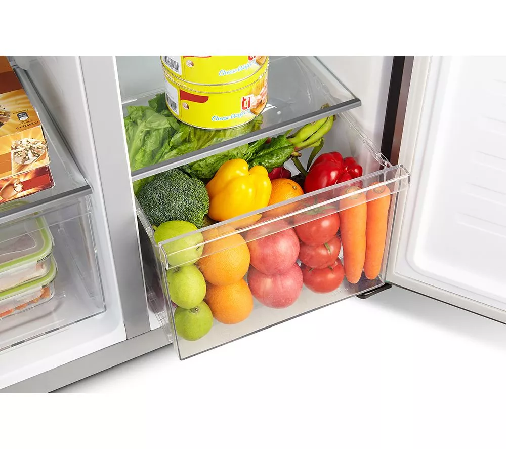 LOGIK LESSBSX23 Slim American-Style Fridge Freezer - Inox