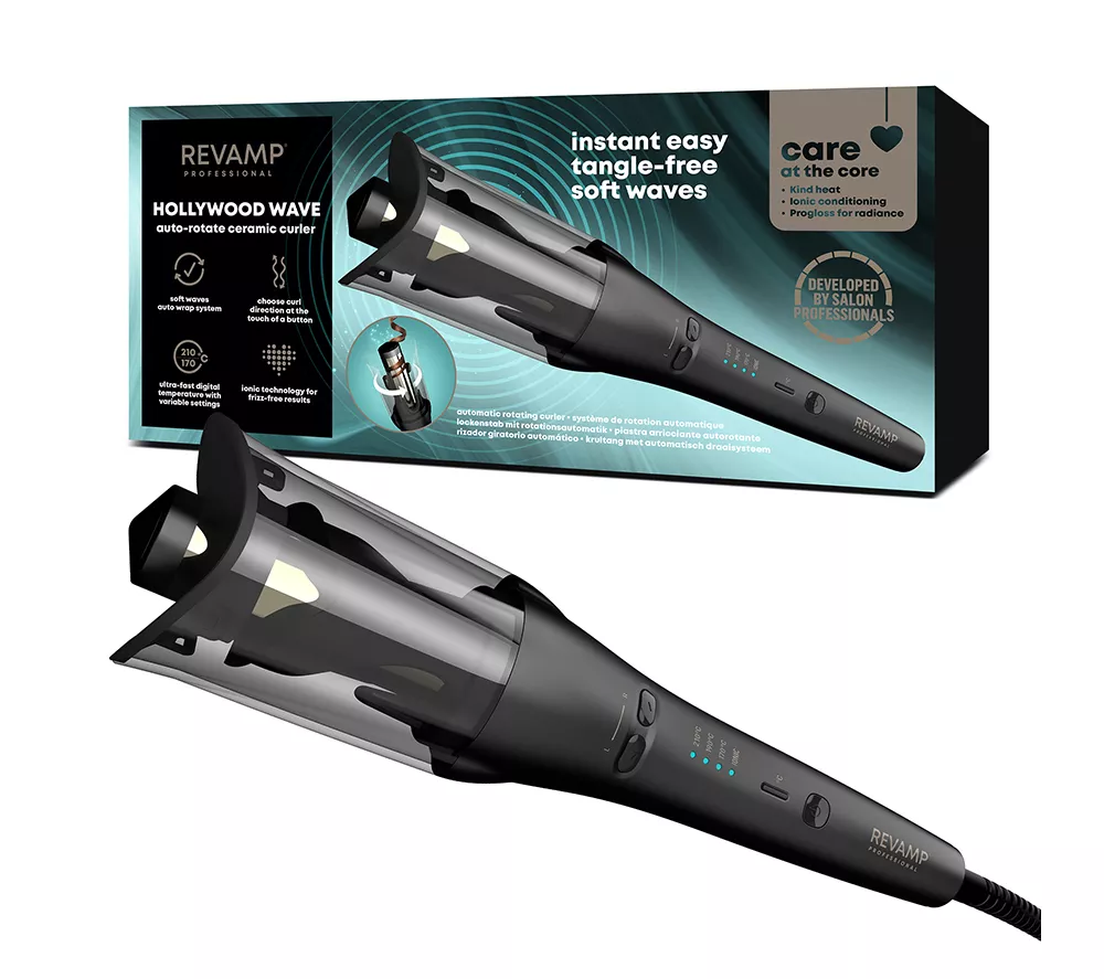 REVAMP Progloss Hollywood Wave Curl & Advanced Shine Automatic Hair Curler - Black