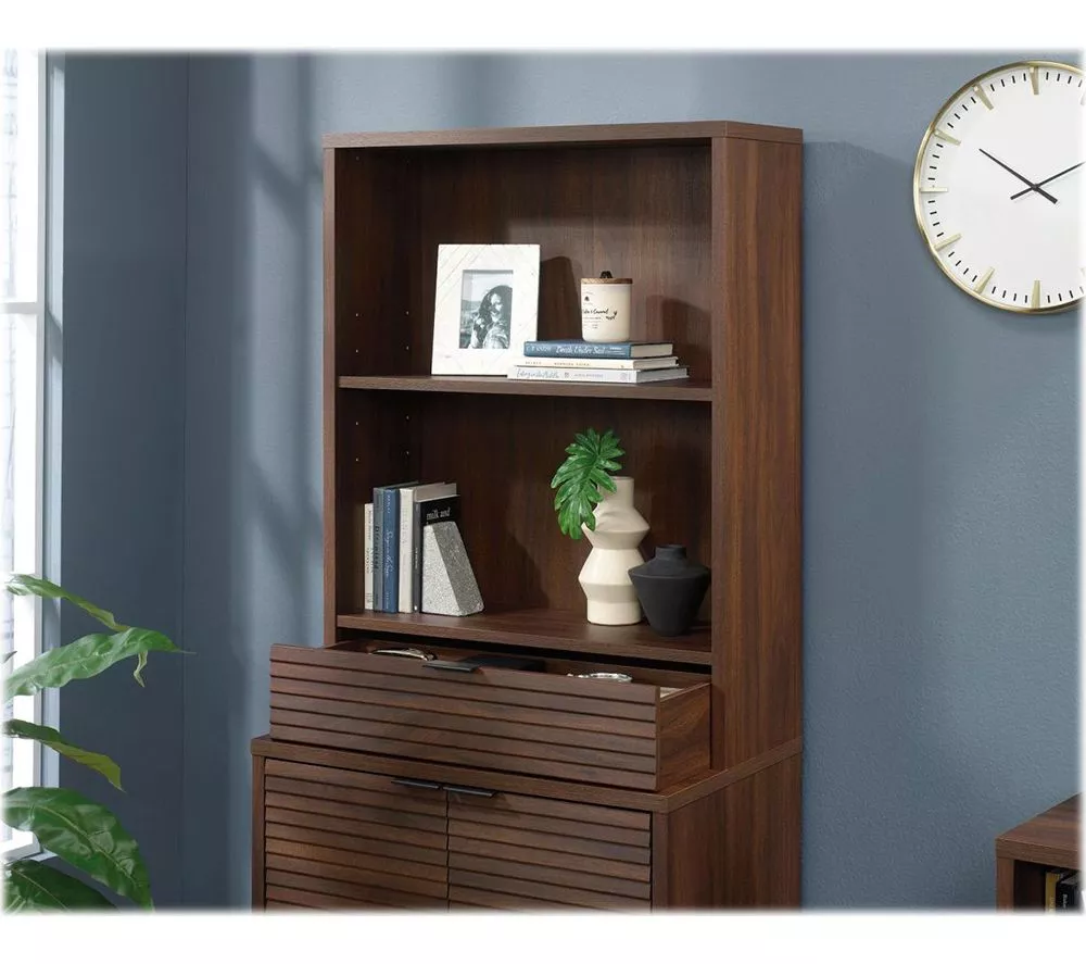 TEKNIK Elstree 5426910 Work Hutch with Drawer - Spiced Mahogany
