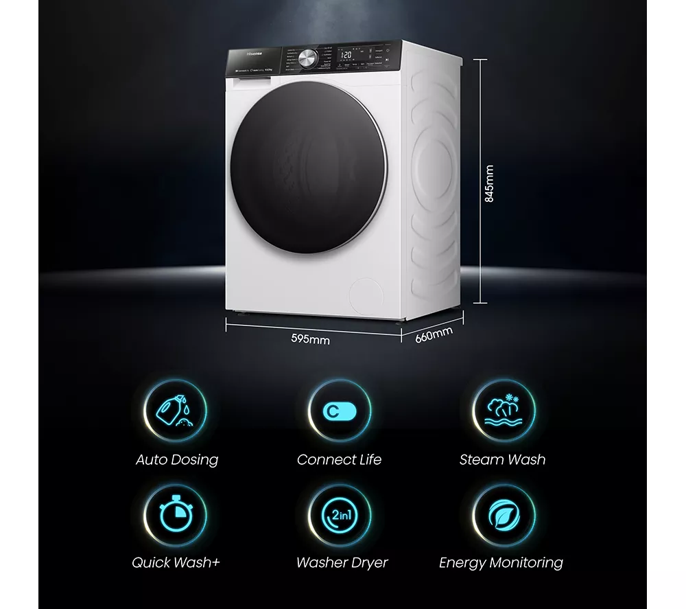 HISENSE 5S Series Auto Dosing WD5S1045BW WiFi-enabled 10.5 kg Washer Dryer - White