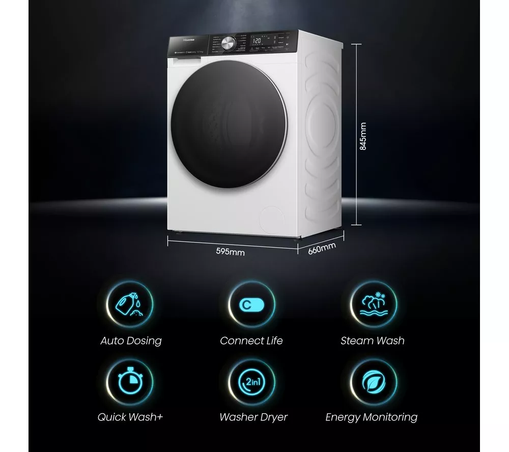 HISENSE 5S Series Auto Dosing WD5S1245BW WiFi-enabled 12 kg Washer Dryer - White