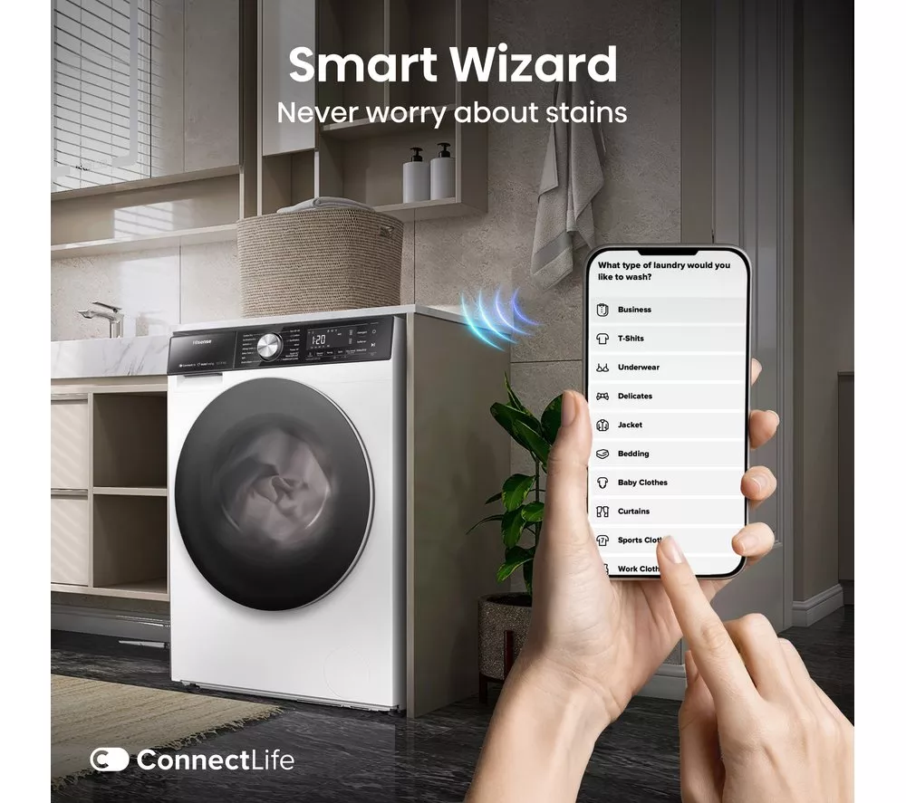 HISENSE 5S Series Auto Dosing WD5S1245BW WiFi-enabled 12 kg Washer Dryer - White