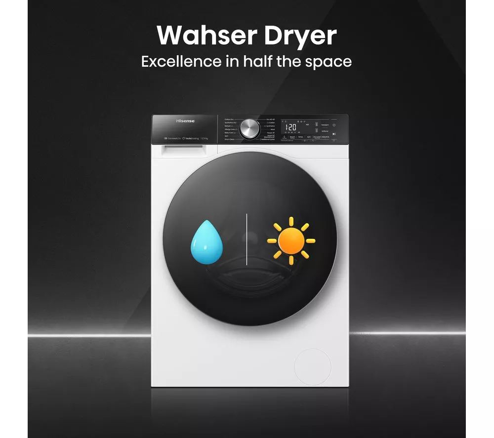 HISENSE 5S Series Auto Dosing WD5S1245BW WiFi-enabled 12 kg Washer Dryer - White
