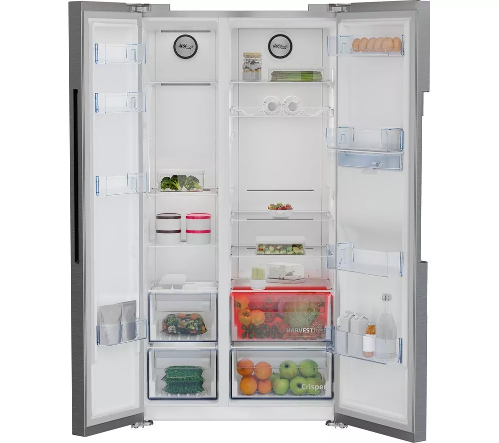BEKO HarvestFresh ASD2442VPS American-Style Fridge Freezer - Stainless Steel