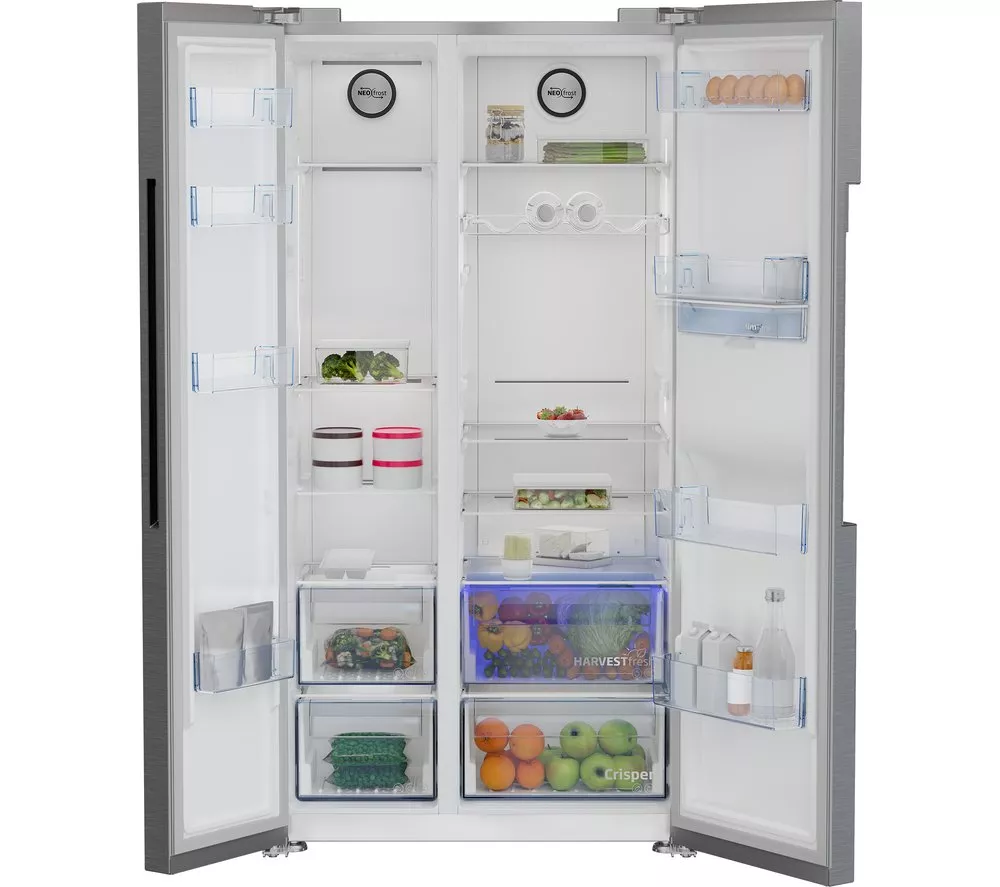 BEKO HarvestFresh ASD2442VPS American-Style Fridge Freezer - Stainless Steel