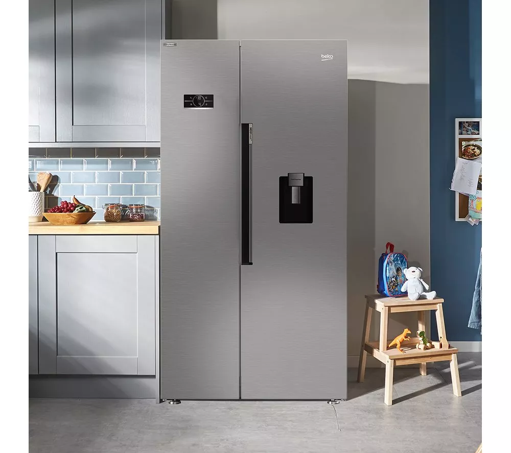 BEKO HarvestFresh ASD2442VPS American-Style Fridge Freezer - Stainless Steel