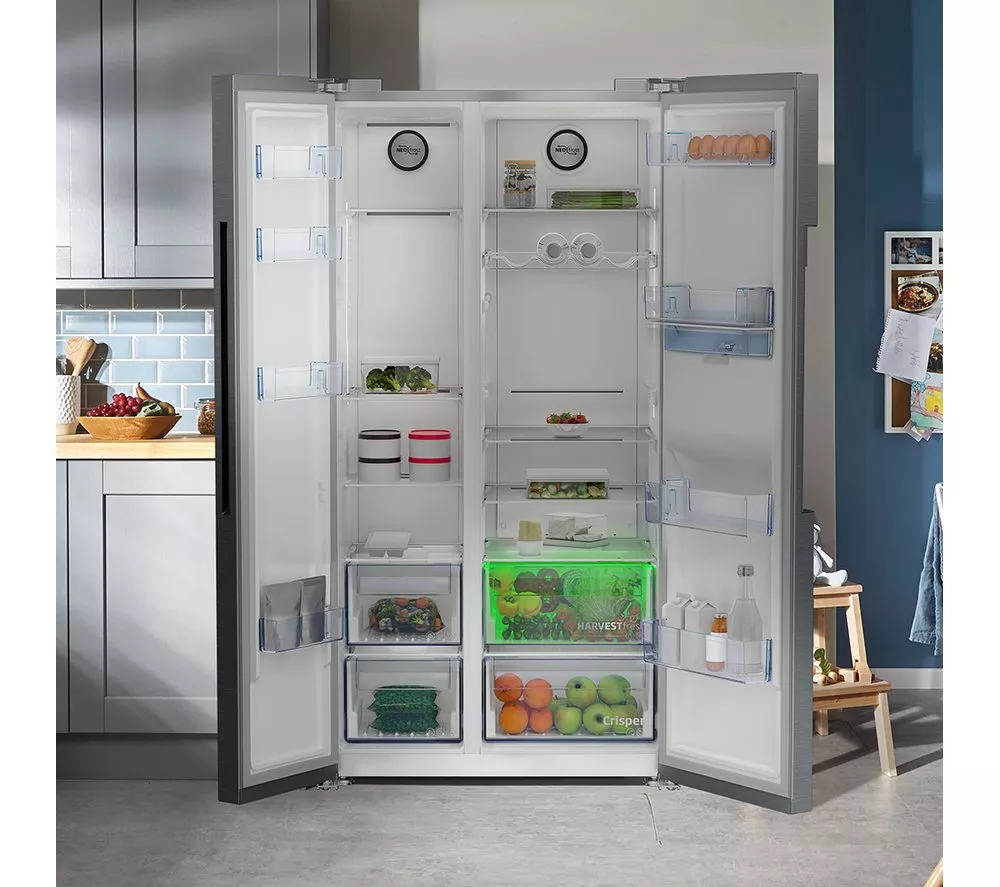 BEKO HarvestFresh ASD2442VPS American-Style Fridge Freezer - Stainless Steel