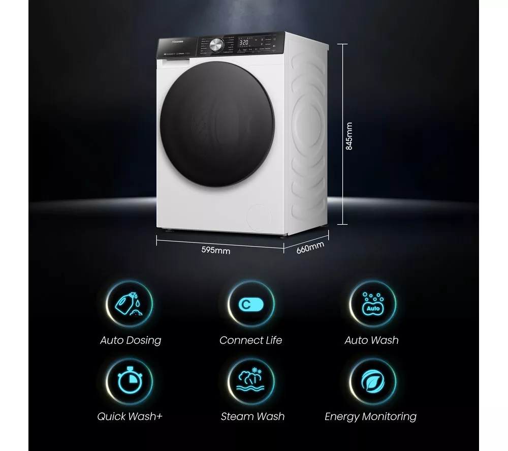 HISENSE 5S Series Auto Dosing WF5S1045BW WiFi-enabled 10 kg 1400 Spin Washing Machine - White
