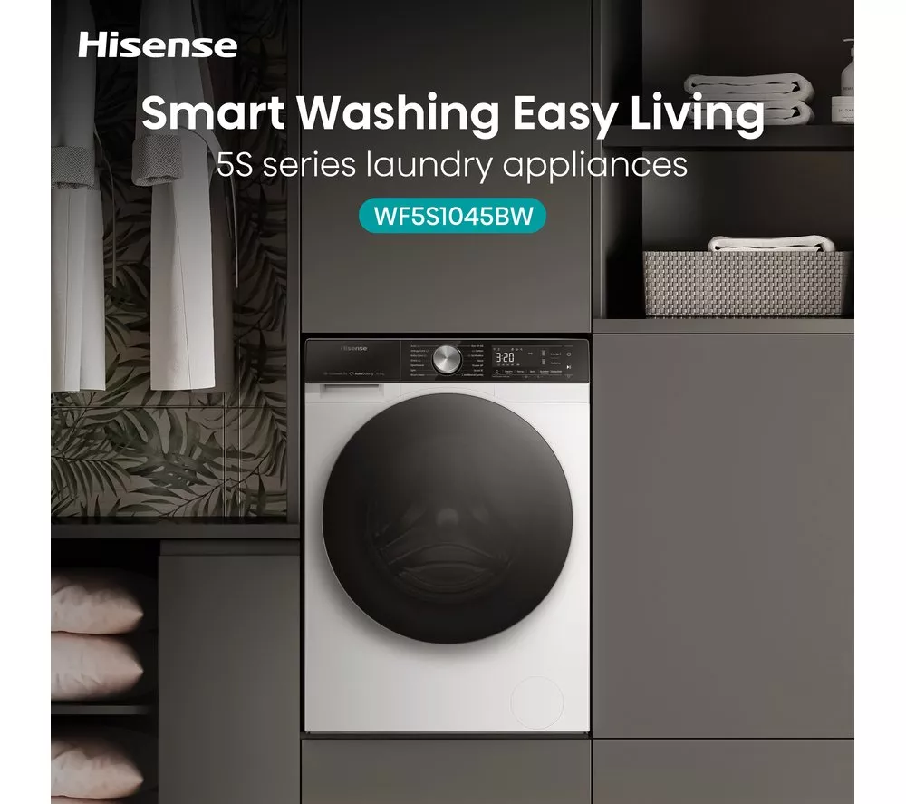 HISENSE 5S Series Auto Dosing WF5S1045BW WiFi-enabled 10 kg 1400 Spin Washing Machine - White