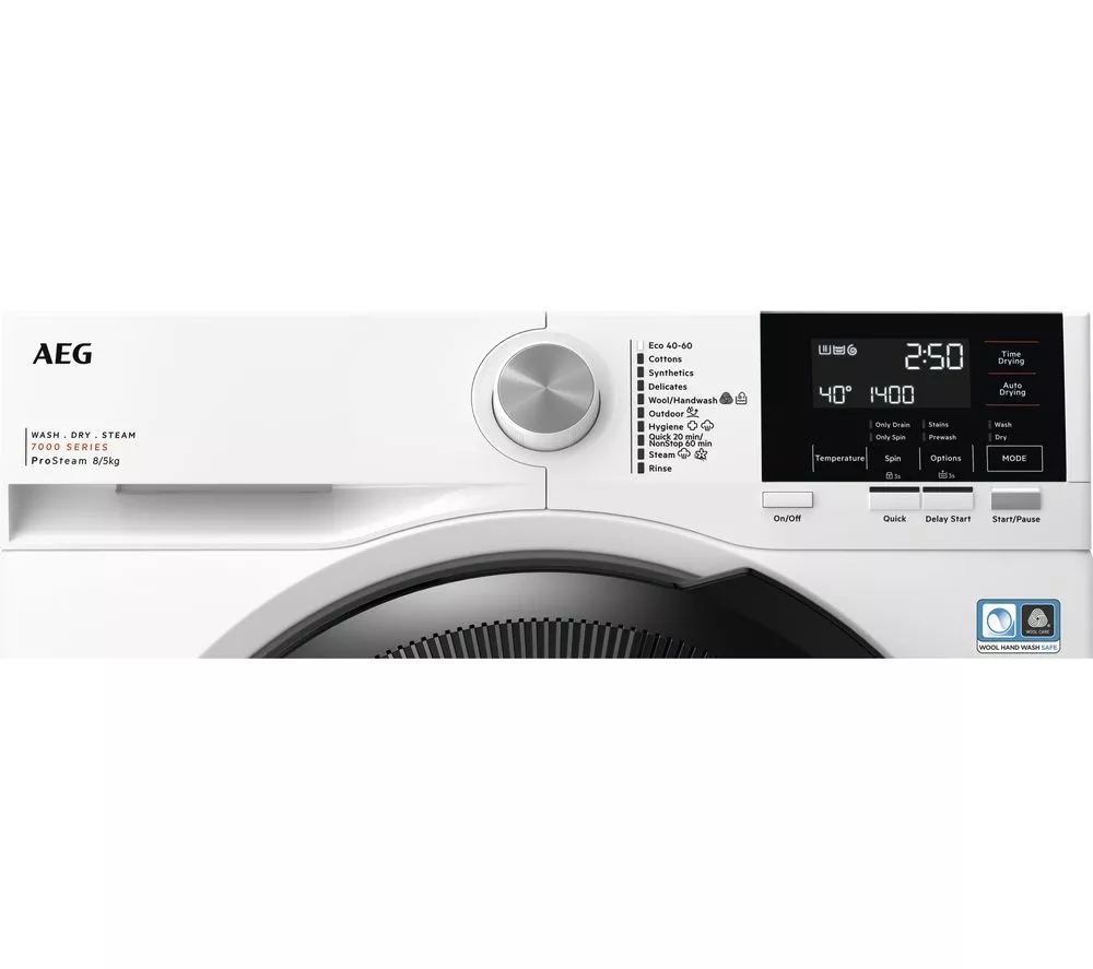 AEG 7000 Series LWR7185M4B 8 kg Washer Dryer - White