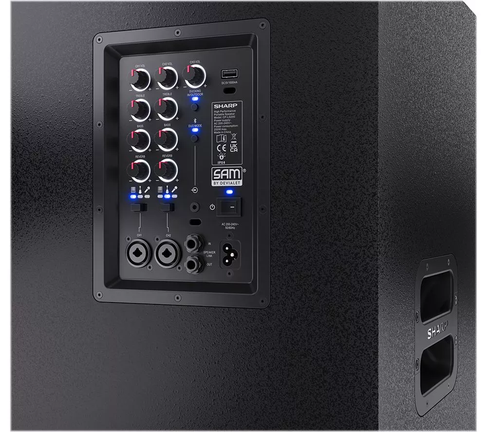 SHARP SumoBox Pro CP-LS200 200 W Portable Bluetooth Speaker - Black