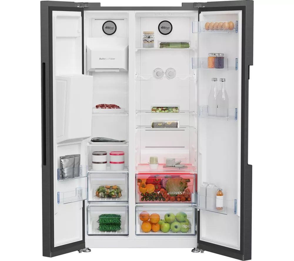 BEKO ASP342VPZ American-Style Fridge Freezer - Black Steel