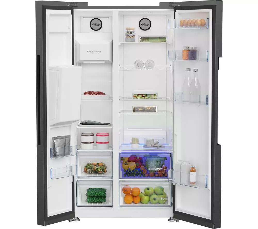 BEKO ASP342VPZ American-Style Fridge Freezer - Black Steel