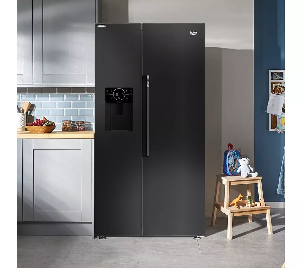 BEKO ASP342VPZ American-Style Fridge Freezer - Black Steel