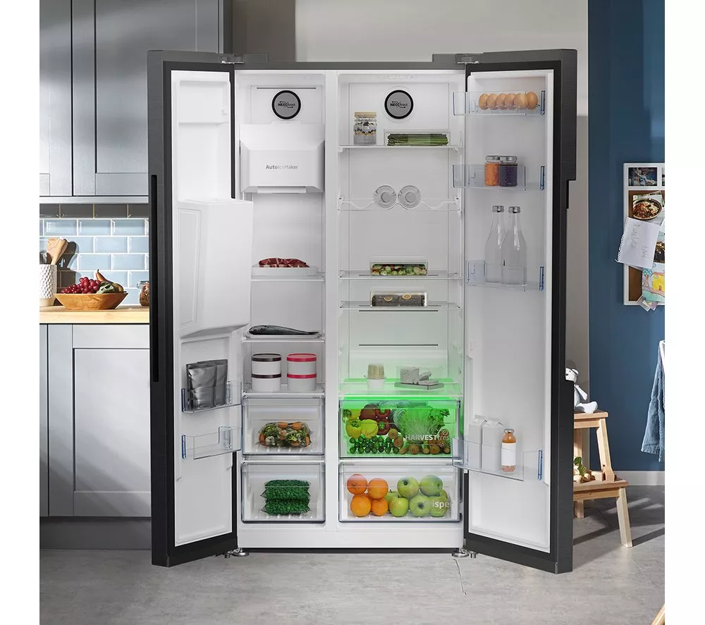 BEKO ASP342VPZ American-Style Fridge Freezer - Black Steel