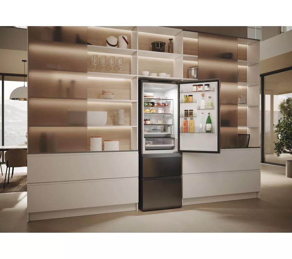 HAIER HTW5618ENMP Fridge Freezer - Platinum Inox