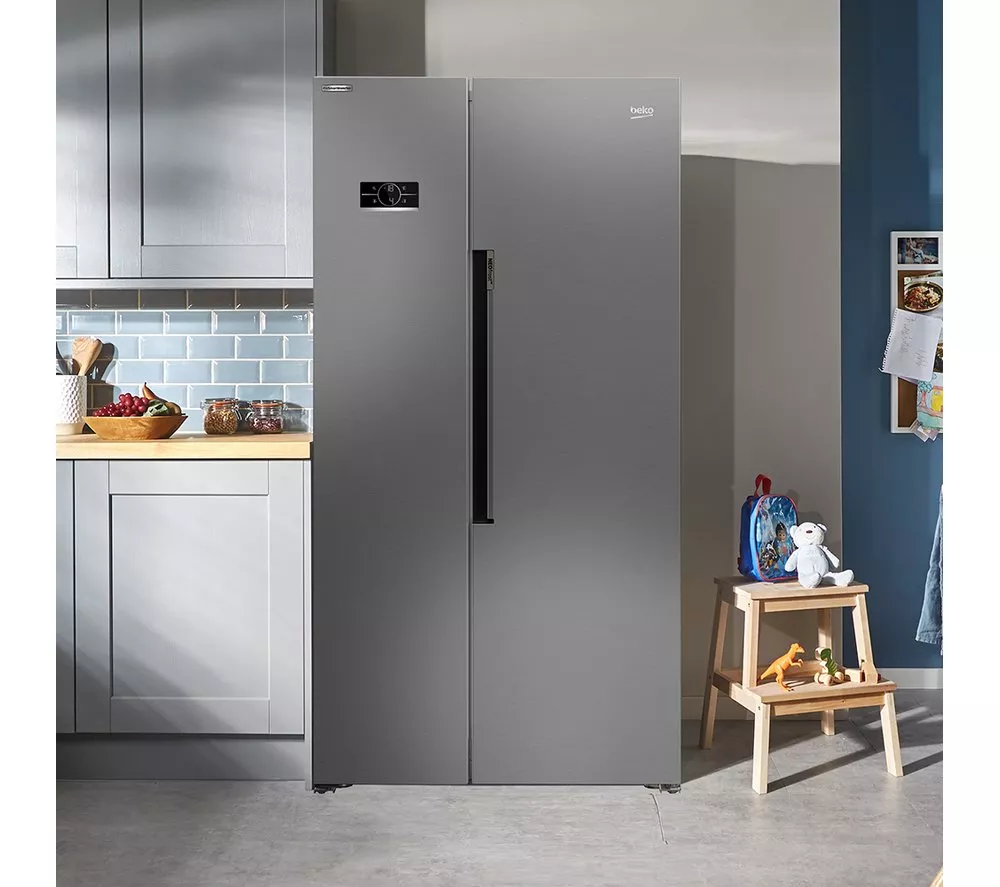 BEKO HarvestFresh ASL1442VPS American-Style Fridge Freezer - Stainless Steel