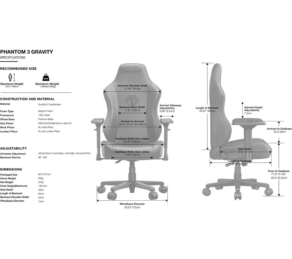 ANDASEAT Gravity Gaming Chair - Black