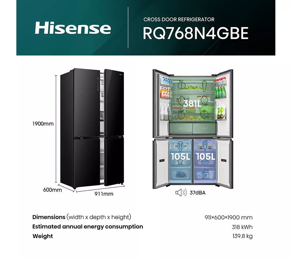 HISENSE RQ768N4GBE Fridge Freezer - Black