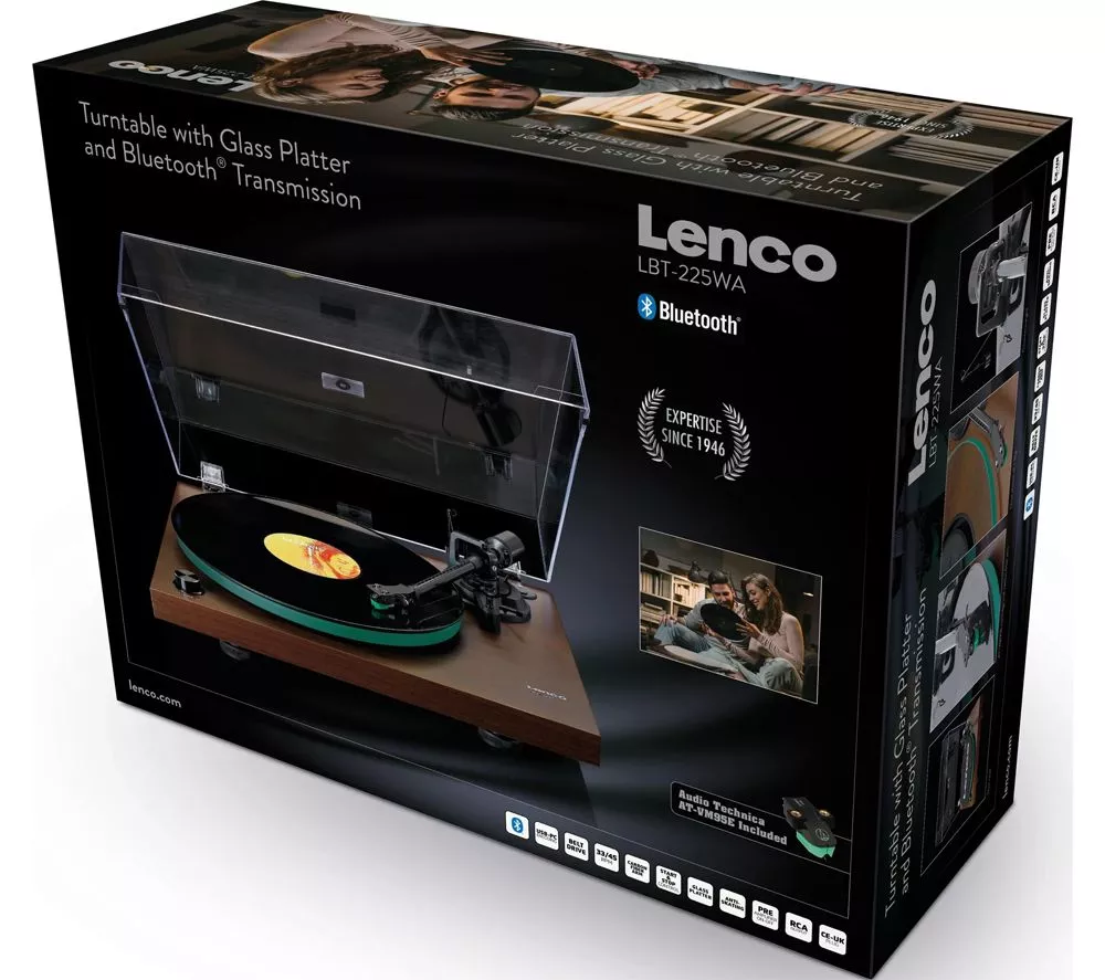 LENCO LBT-225 Belt Drive Bluetooth Turntable - Walnut