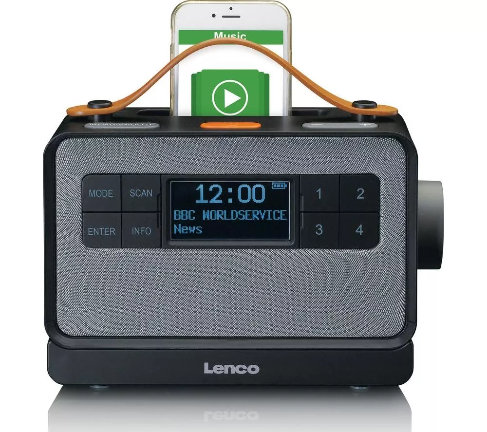 LENCO Senior PDR-065 Portable DAB+ FM Smart Bluetooth Clock Radio - Black
