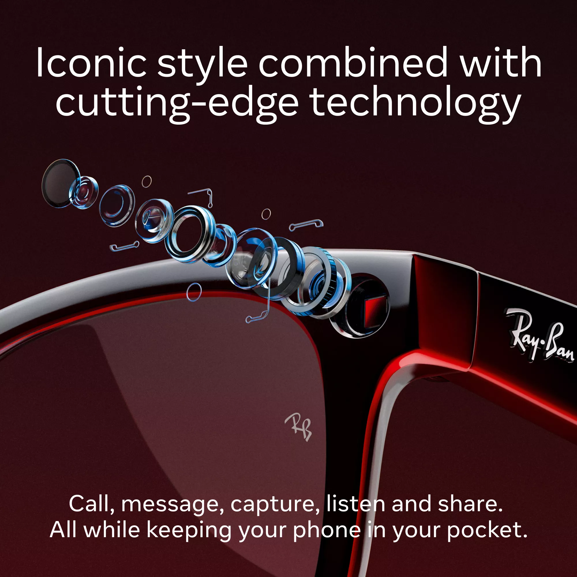 RAY-BAN Meta Wayfarer (Standard) Smart Glasses - Shiny Black Clear