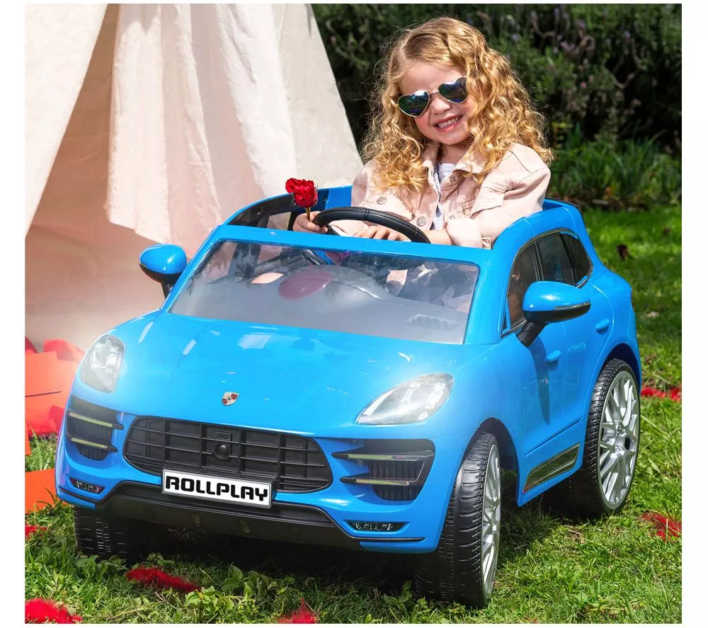 ROLLPLAY Porsche Macan 12 Volt Kids Electric Ride-On Toy - Blue