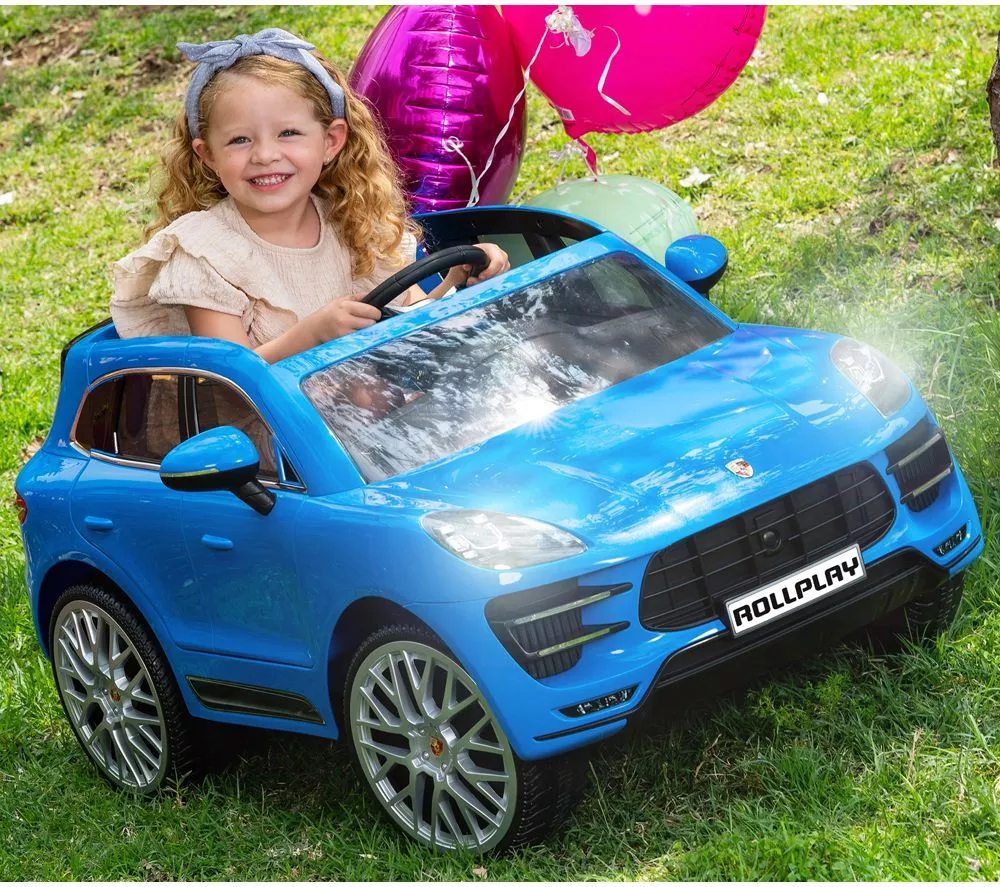 ROLLPLAY Porsche Macan 12 Volt Kids Electric Ride-On Toy - Blue