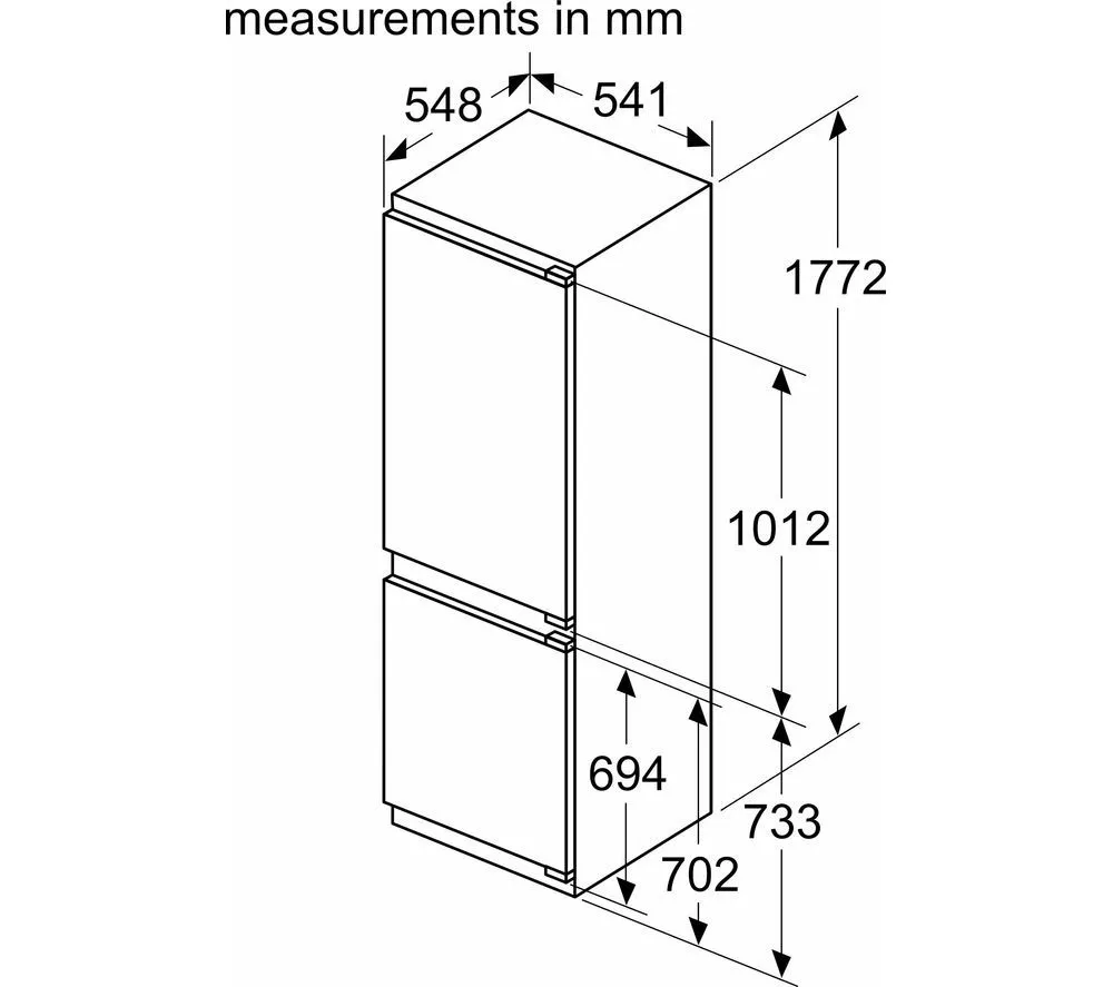 NEFF N30 KI7861FE0G Integrated 60 40 Fridge Freezer - Fixed Hinge